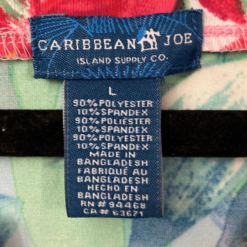 Caribbean Joe Women's Tropical Paradise Print Resort Casual Vacation Dress SZ L - Picture 7 of 8